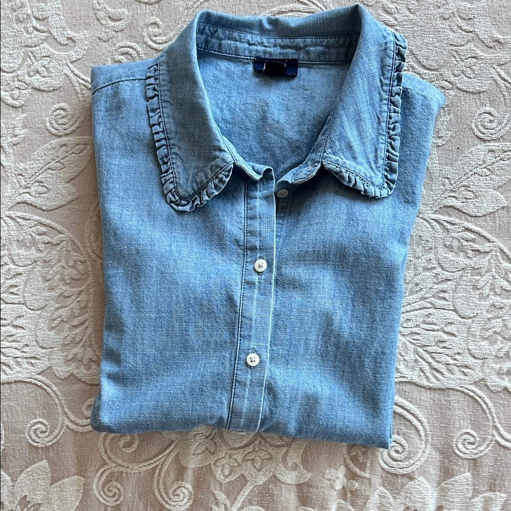 NWOT J. Crew Light Blue Denim Button-Front Short Sleeve Shirt - Picture 11 of 11